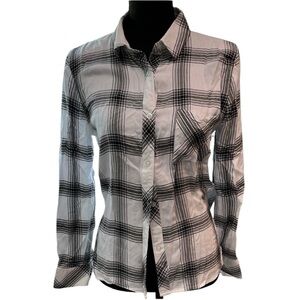 Willow & Clay Black and White Plaid Button Down Shirt sz S